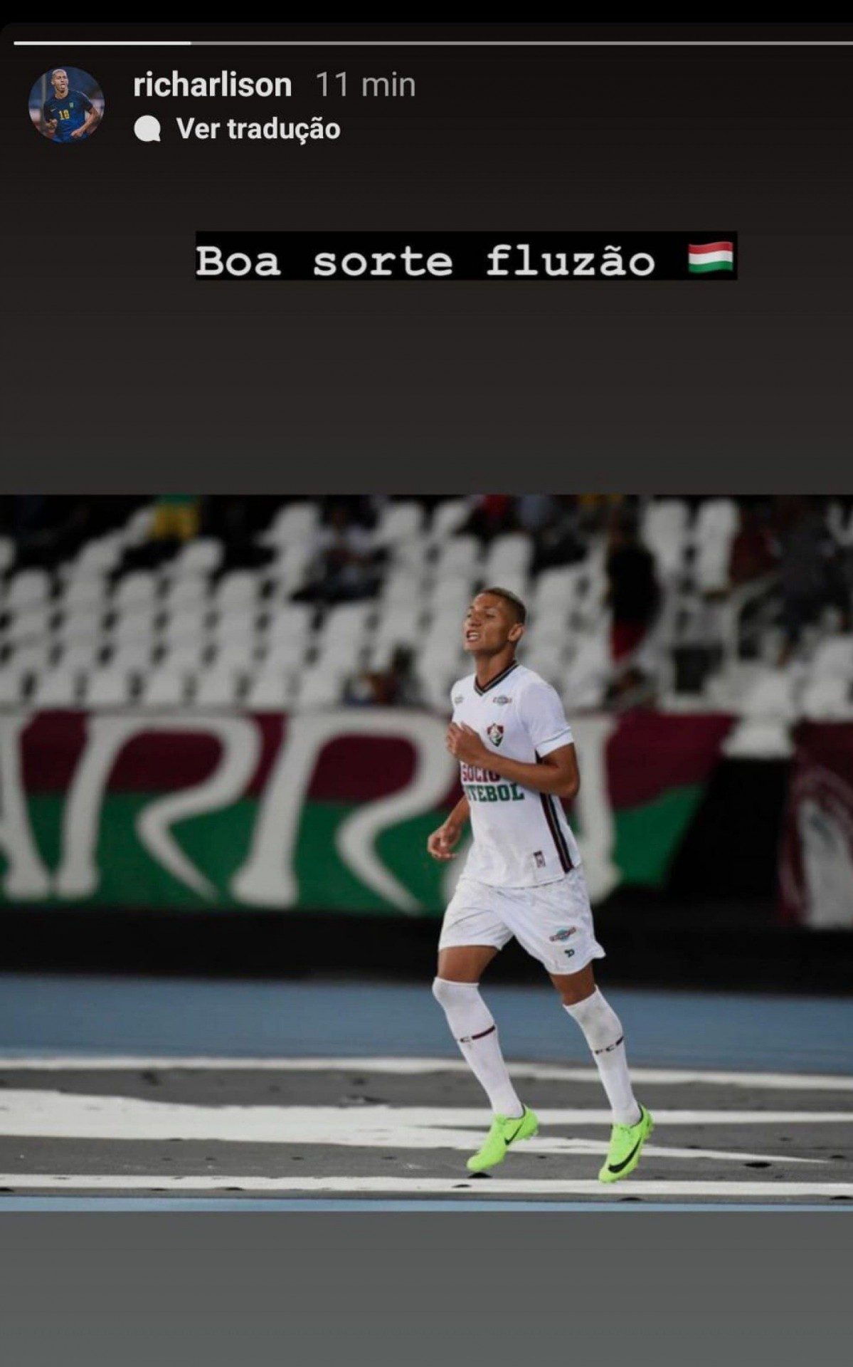 Richarlison deseja boa sorte ao Fluminense na Libertadores