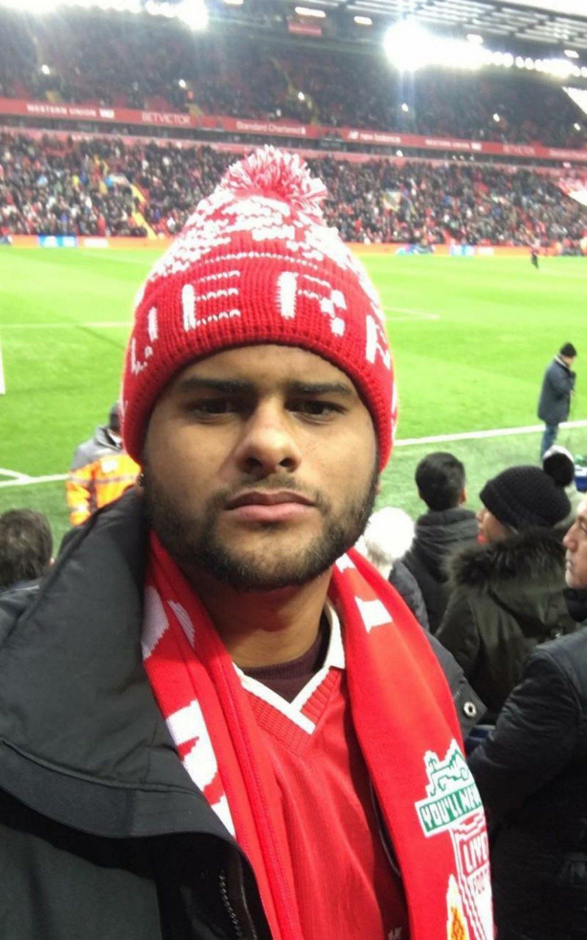 Hendryl Freitas no estádio do Liverpool - Arquivo pessoal