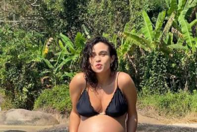 Nanda Costa exibe barrigão de seis meses de gravidez