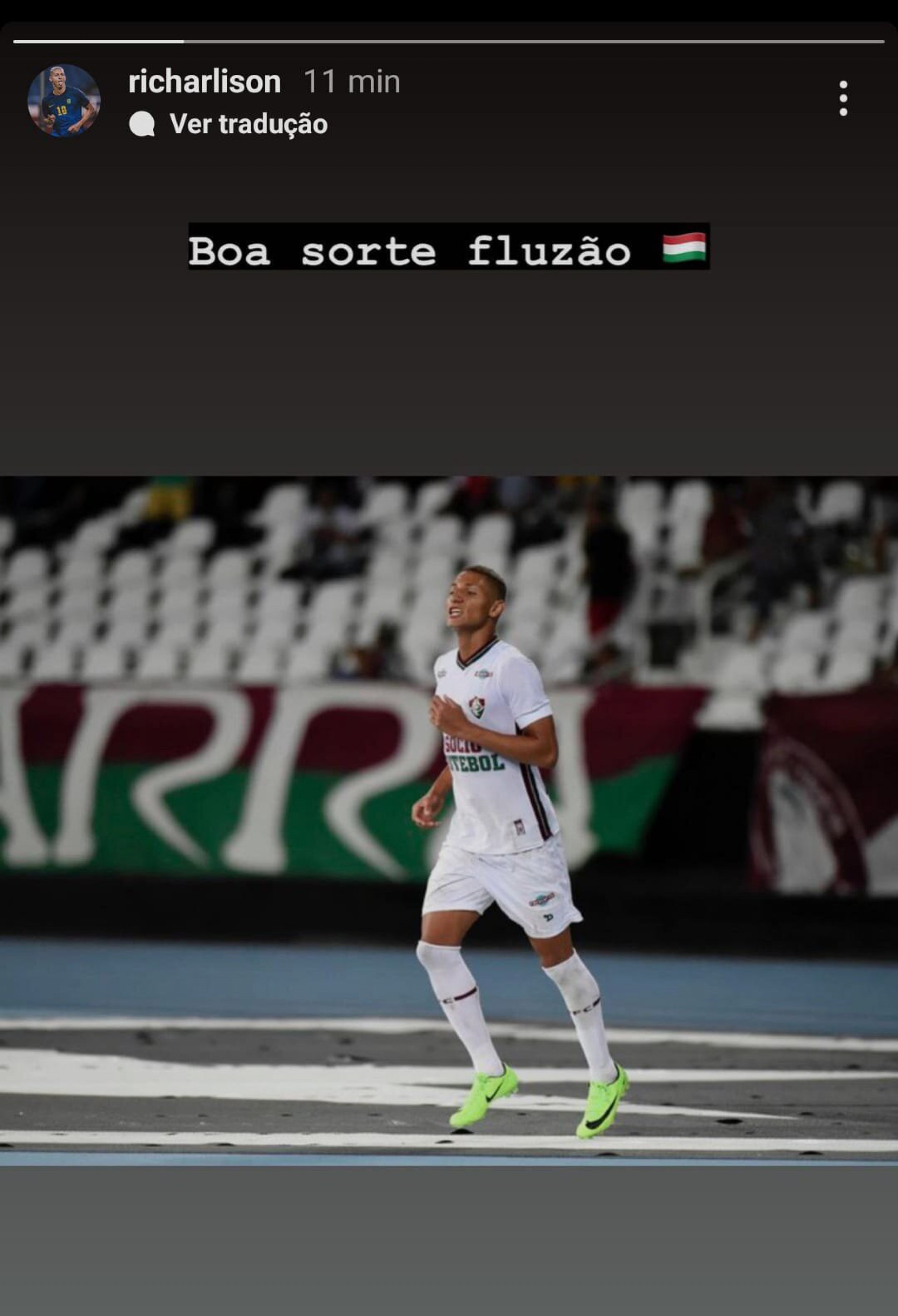 Richarlison deseja boa sorte ao Fluminense na Libertadores - Foto: Reprodução/Instagram