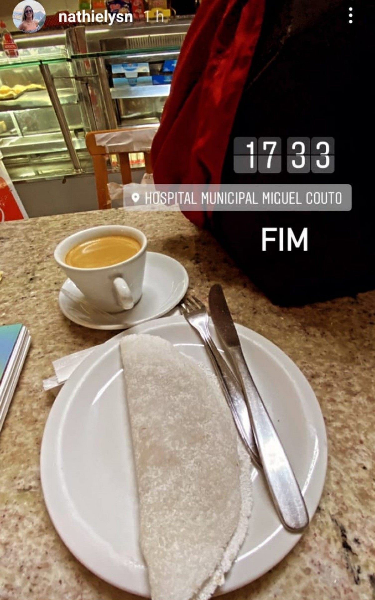 Postagem feita dentro da cantina do Hospital Municipal Miguel Couto