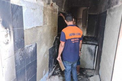 Defesa Civil de Mesquita vistoria residência afetada por explosão provocada por vazamento de gás
