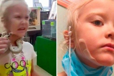 Susto! Menina é mordida no rosto por cobra durante passeio em zoológico