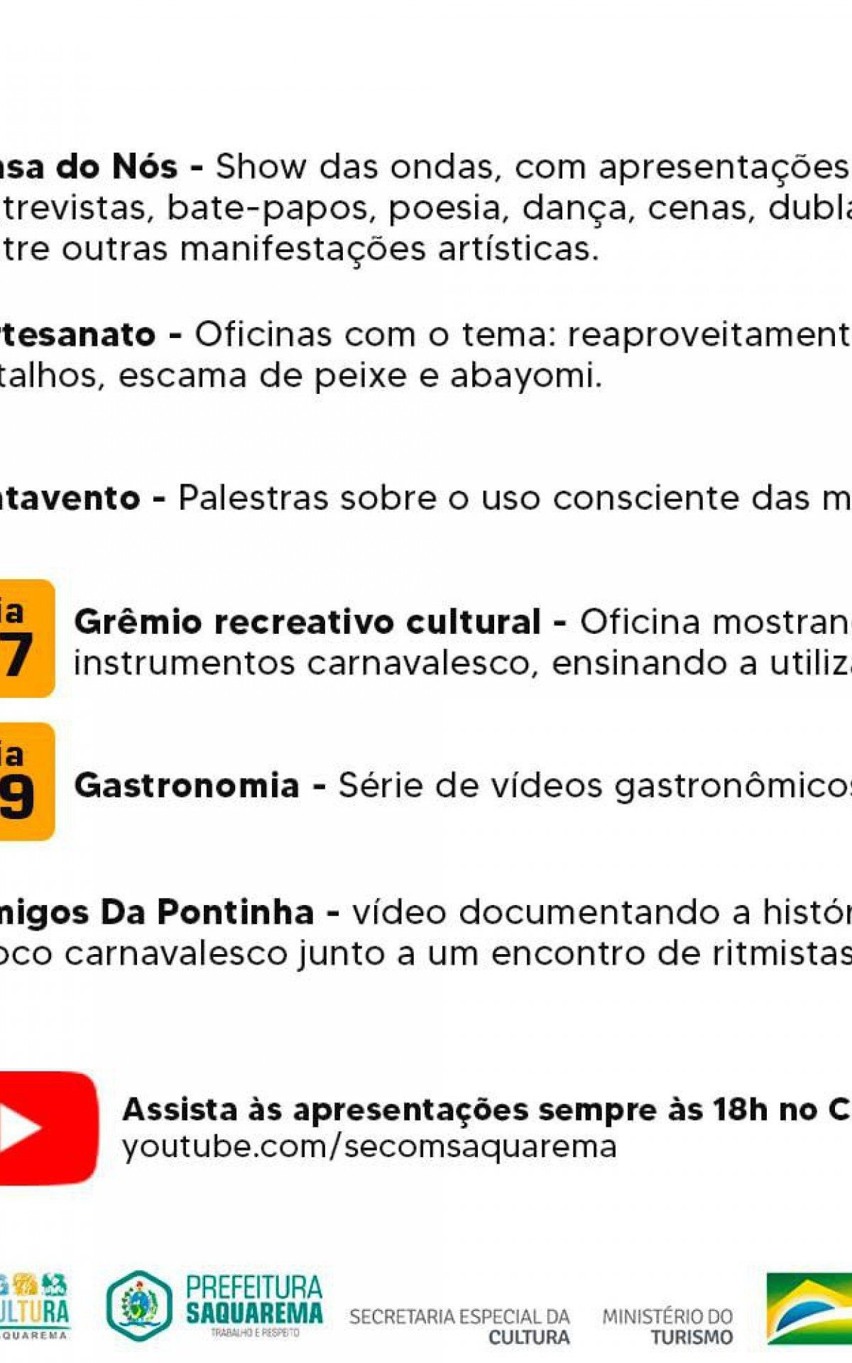 Prefeitura de Saquarema divulga agenda cultural do mês de setembro