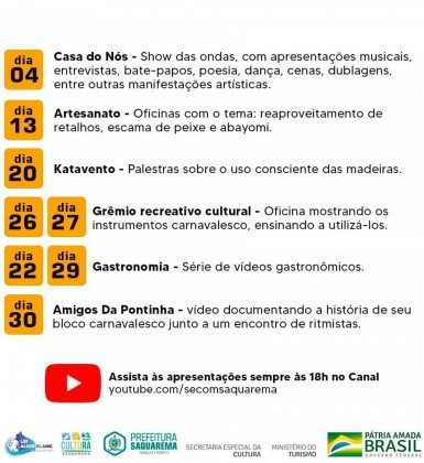 Prefeitura de Saquarema divulga agenda cultural do mês de setembro - Divulgação