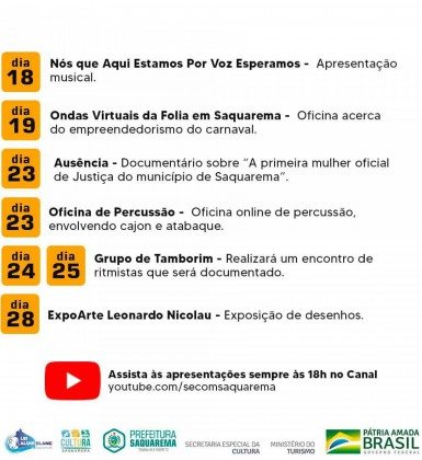 Prefeitura de Saquarema divulga agenda cultural do m&ecirc;s de setembro - Divulga&ccedil;&atilde;o