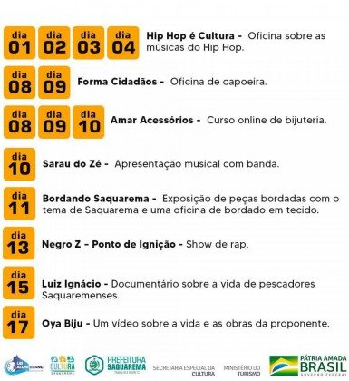 Prefeitura de Saquarema divulga agenda cultural do m&ecirc;s de setembro - Divulga&ccedil;&atilde;o