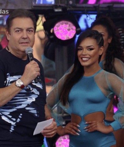 Fausto Silva e Nathália Zannin - Reprodução/Internet