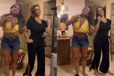 Gretchen e Sula Miranda fazem dancinha e animam fãs