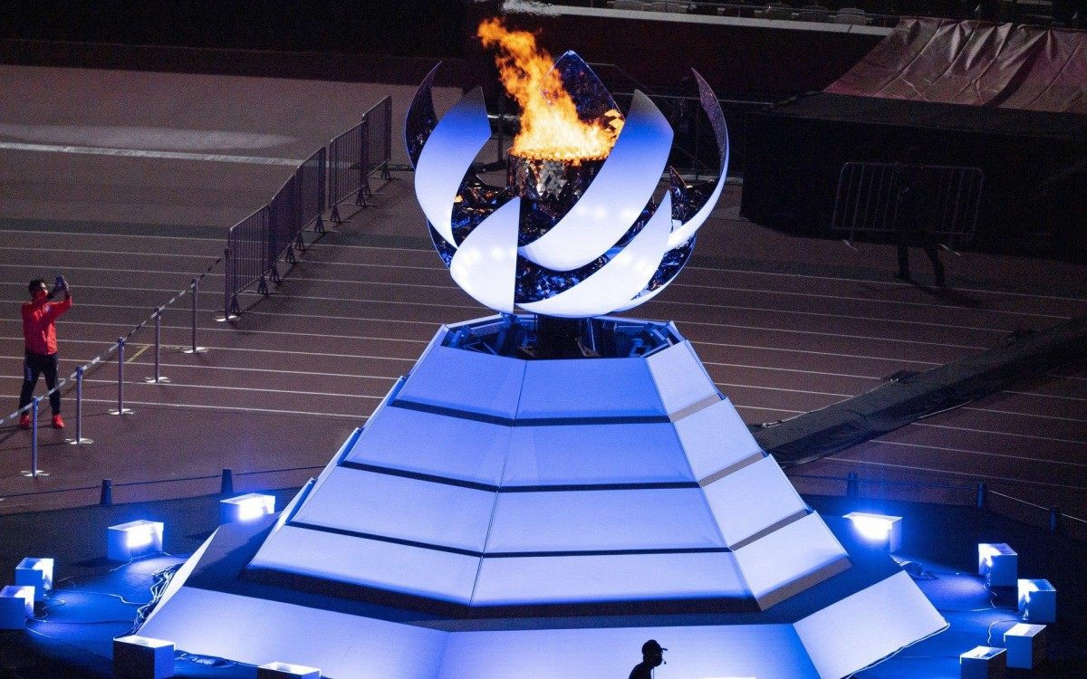 The Paralympic cauldron is seen before the closing ceremony for the Tokyo 2020 Paralympic Games at the Olympic Stadium in Tokyo on September 5, 2021. (Photo by Charly TRIBALLEAU / AFP) - AFP