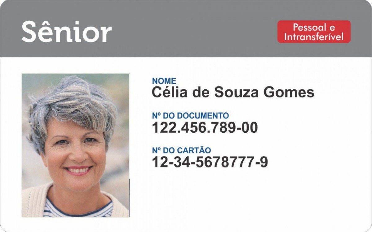 Um exemplo de cart&atilde;o do Riocard S&ecirc;nior