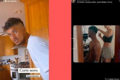 Yasmin Brunet corta cabelo de Gabriel Medina e exibe resultado