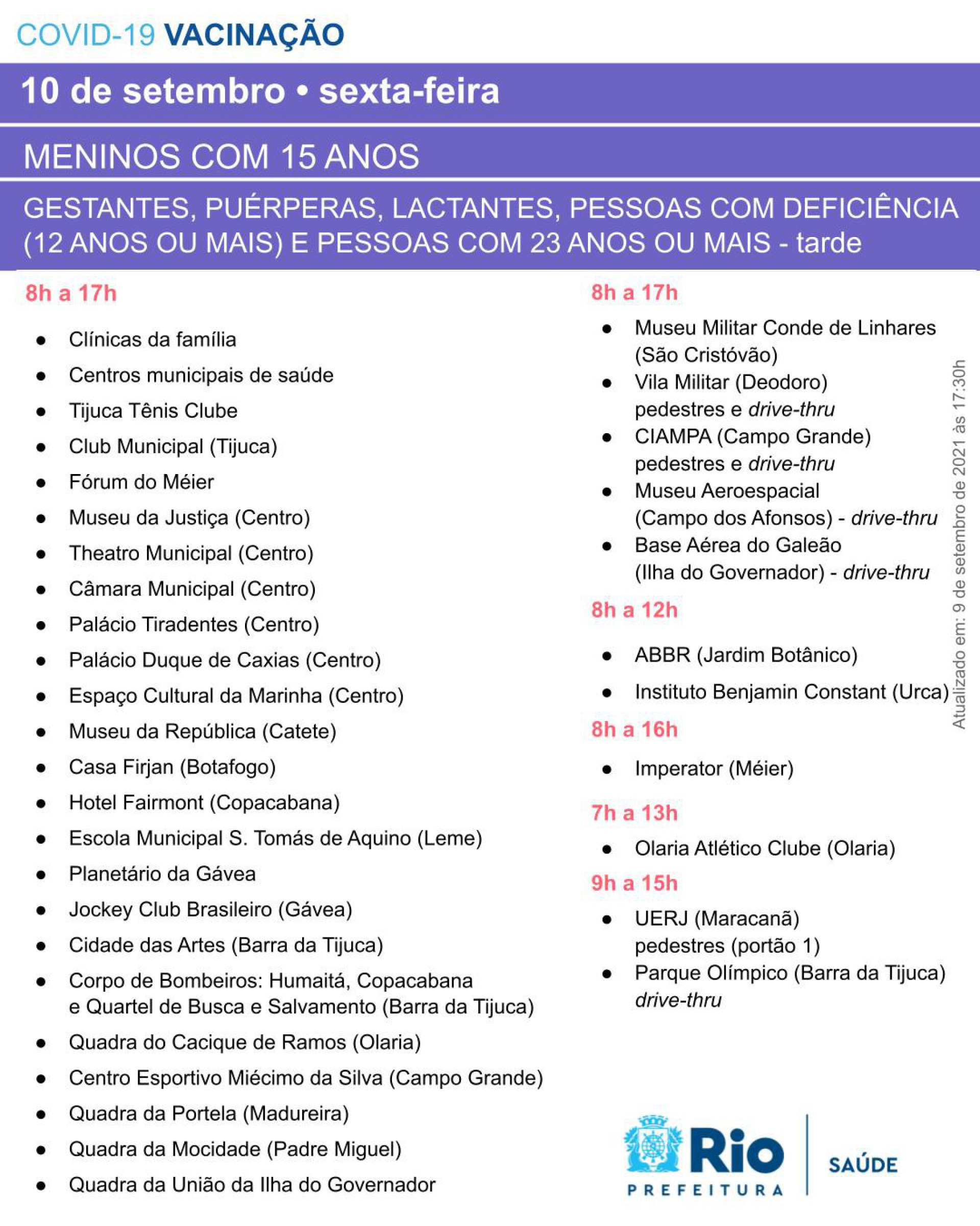 Postos de vacinação do Rio - Divulgação/Prefeitura do Rio