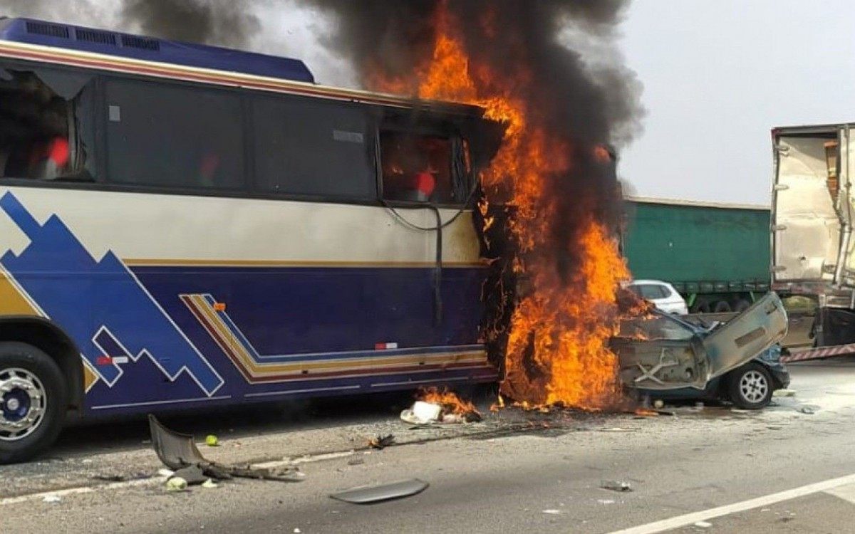 Ve&iacute;culos envolvidos no acidente que foram carbonizados
