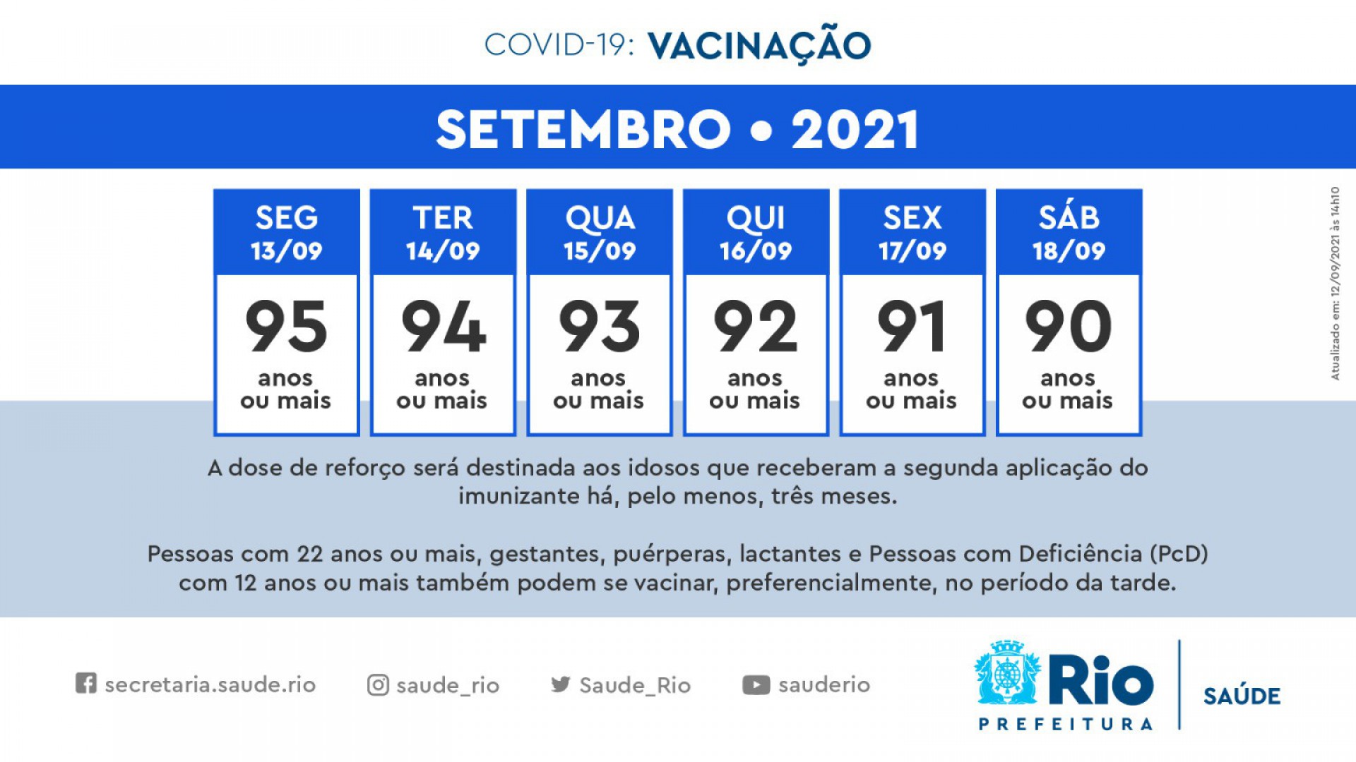 Foto do calendário de vacinação no Rio. - Divulgação