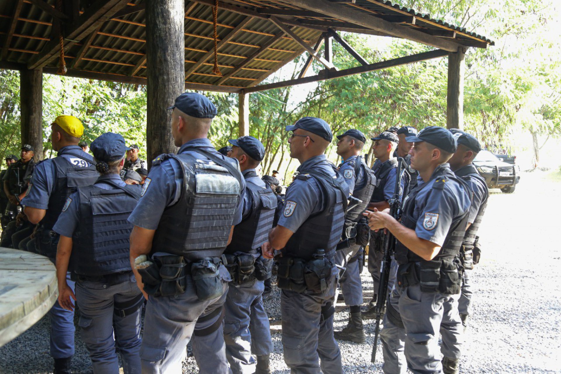 Policiais militares durante treinamentos no Centro de Instrução Especializada e Pesquisa Policial (CIEsPP), em Ramos, na Zona Norte. Registro feito antes da pandemia por covid-19 - Divulgação