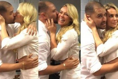 Vídeo: Paolla Oliveira e Diogo Nogueira trocam beijos após show do cantor no Rio