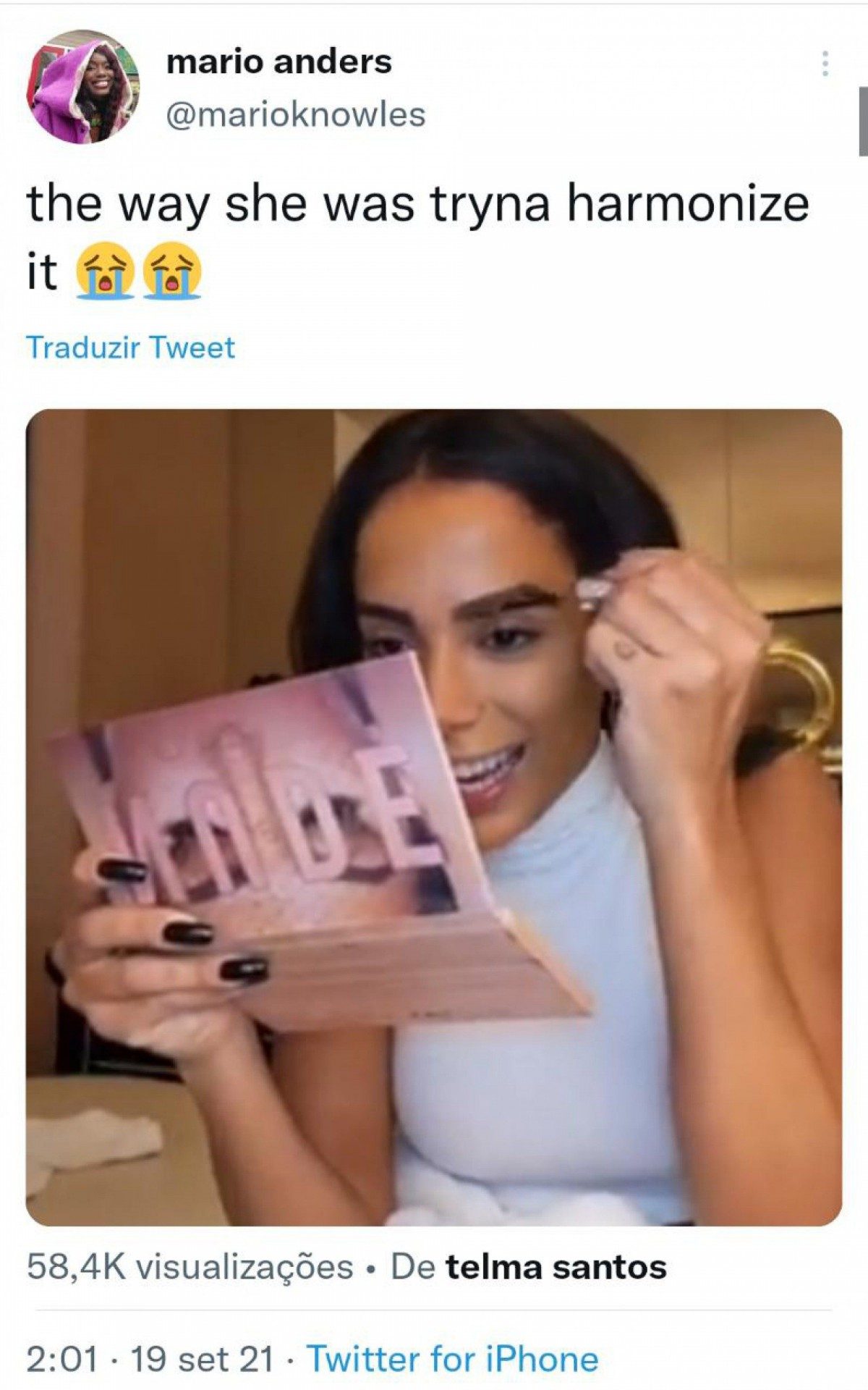 Post de críticas de Anitta