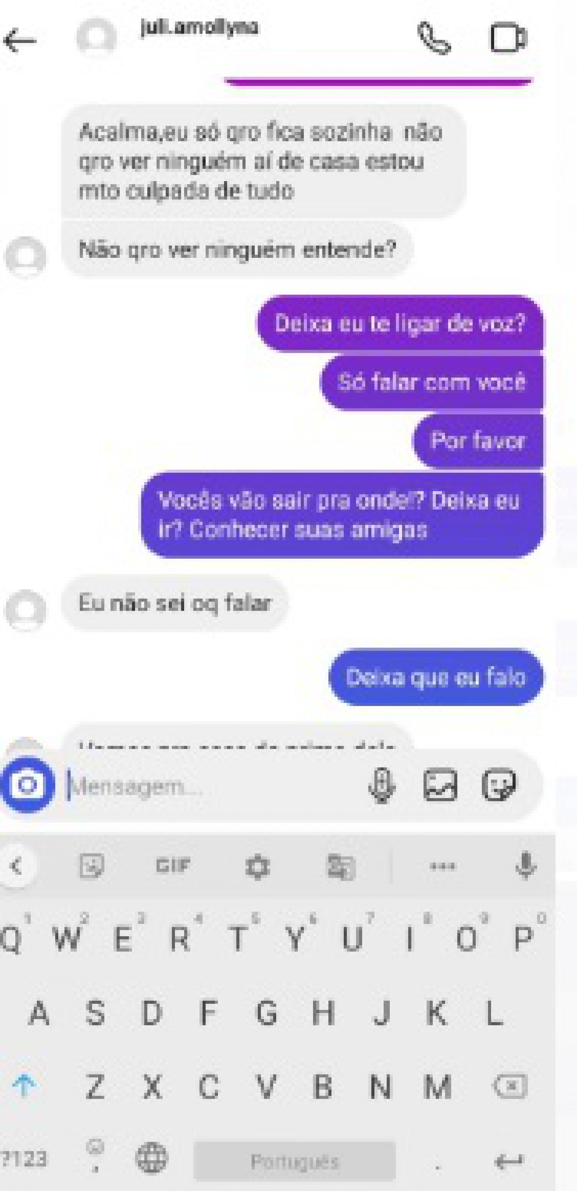 A adolescente também mandou um áudio afirmando estar bem. Mas, de acordo com os responsáveis, a voz dela não demonstra isso - Reprodução Instagram