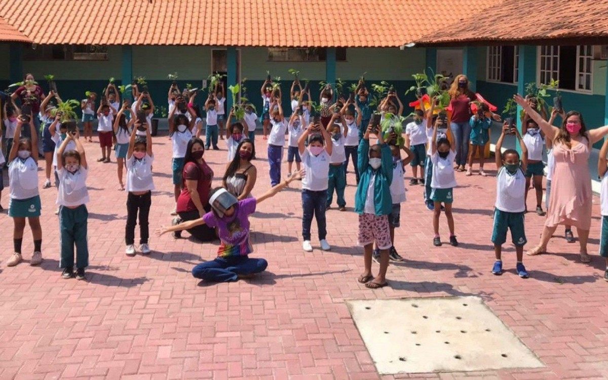 Alunos do Colégio Menaldo recebem mudas de plantas de diversas espécies
