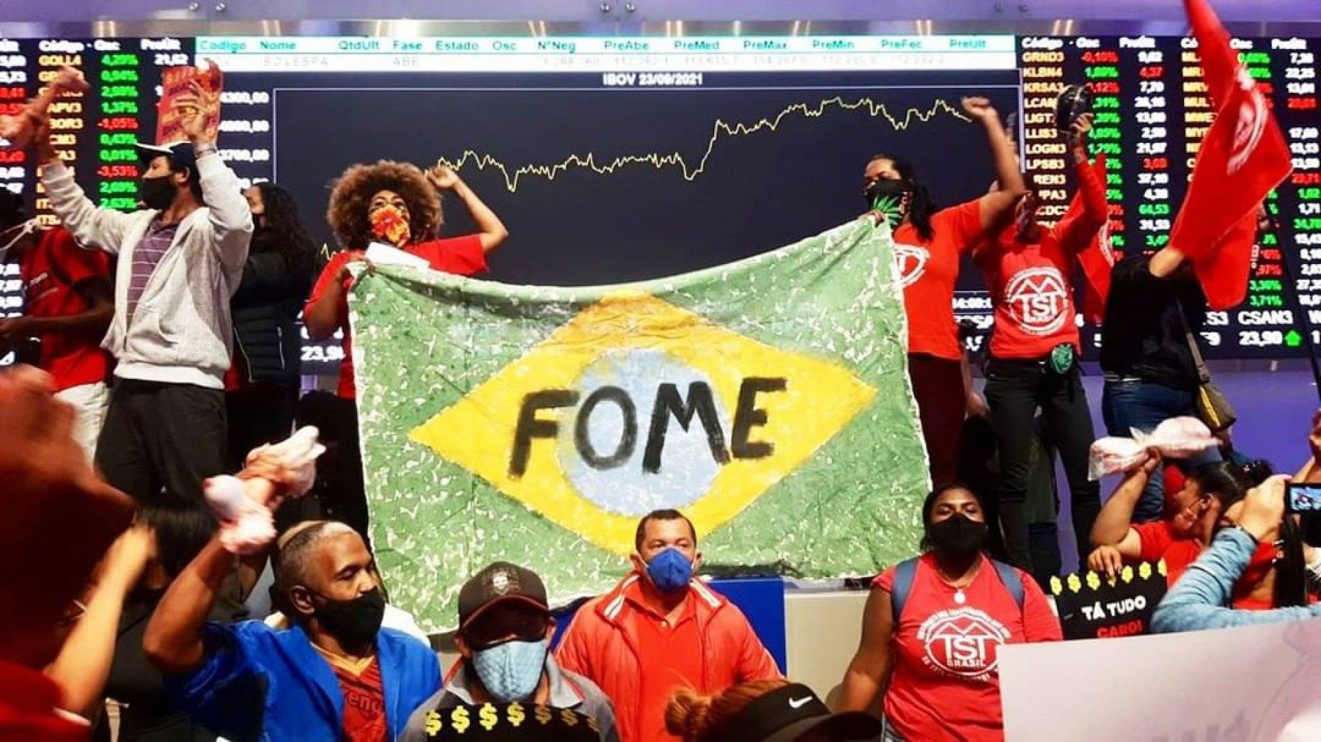 MTST invade Bolsa de Valores para protestar contra fome e inflação alta - Reprodução Instagram