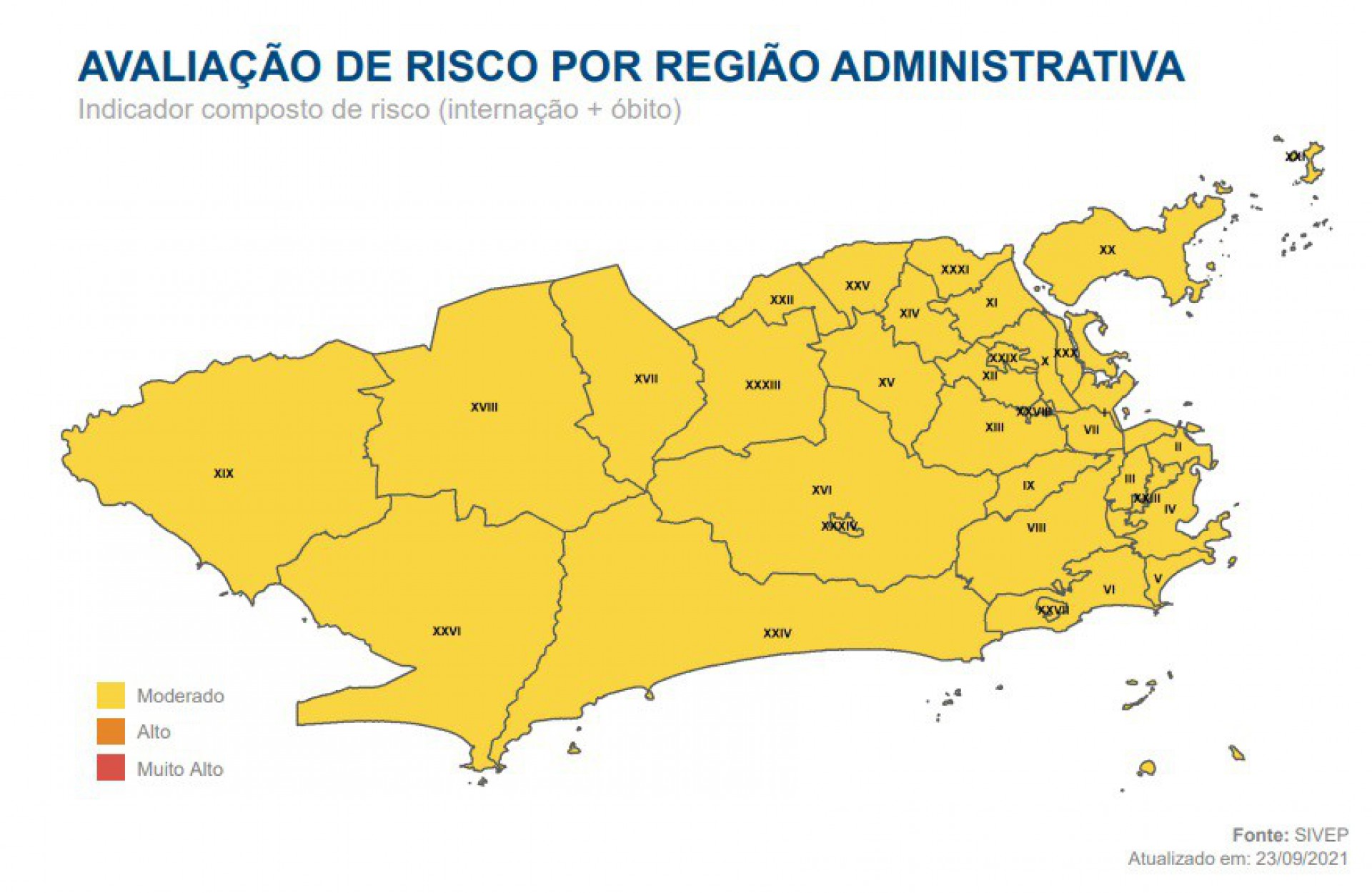 Avaliação de risco por região administrativa do Rio - DIVULGAÇÃO