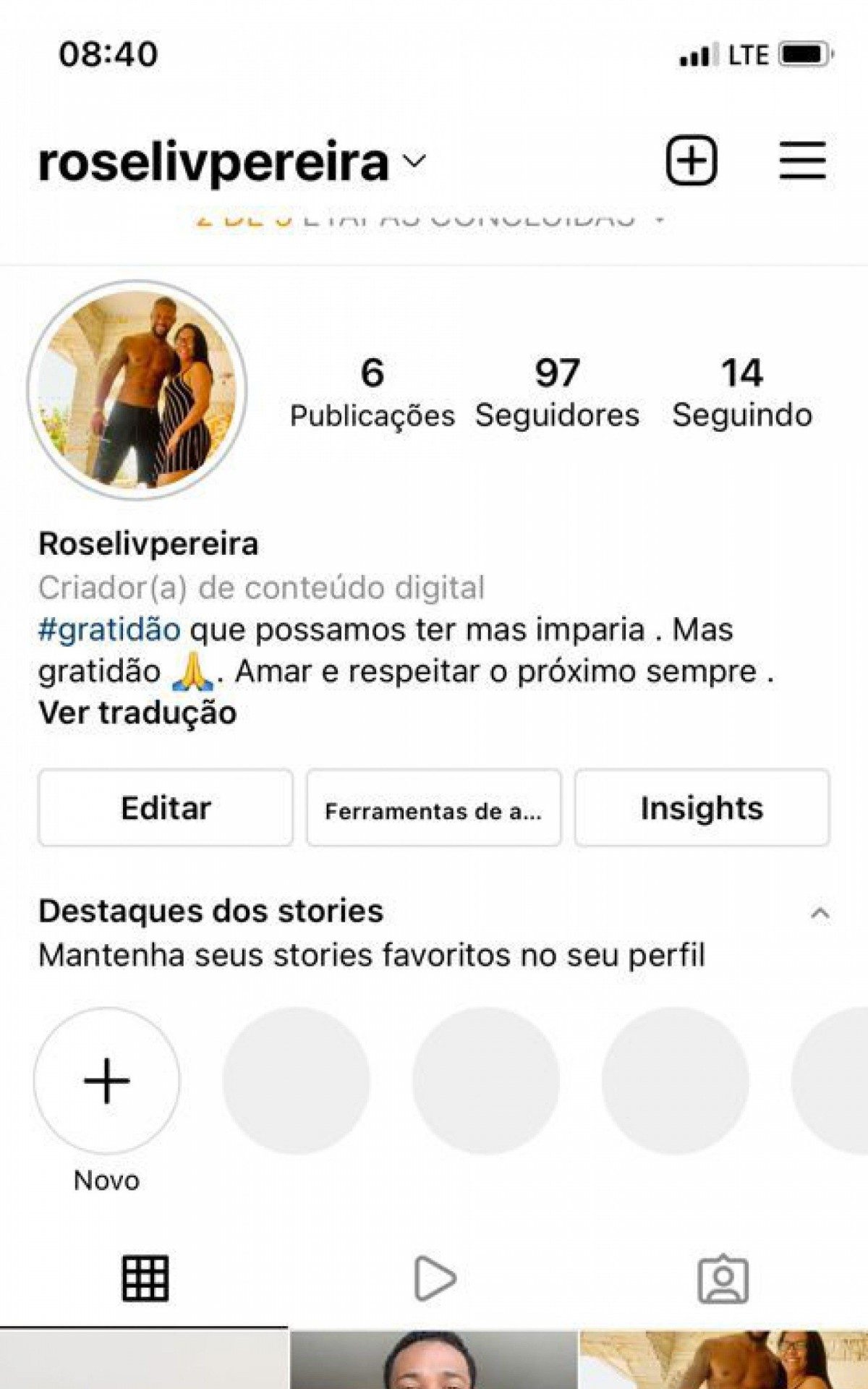 Conta verdadeira de Dona Roseli, m&atilde;e de Nego do Borel