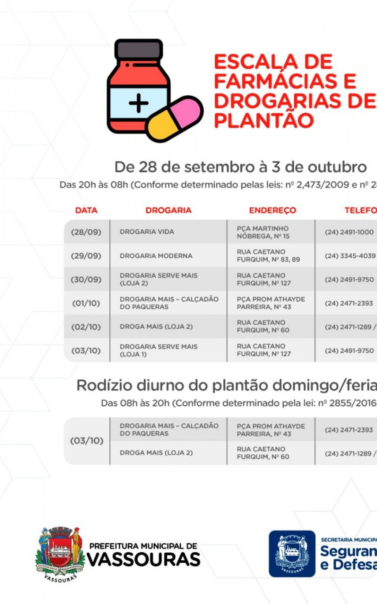 Lista para o per&iacute;odo entre hoje (28) e domingo (03
