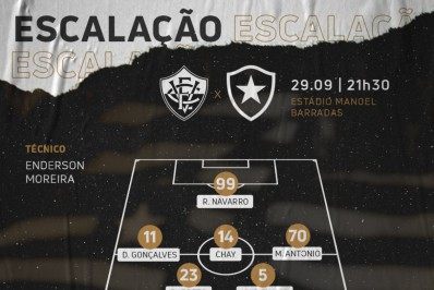 Jonathan Lemos é a novidade na lateral direita do Botafogo contra o Vitória