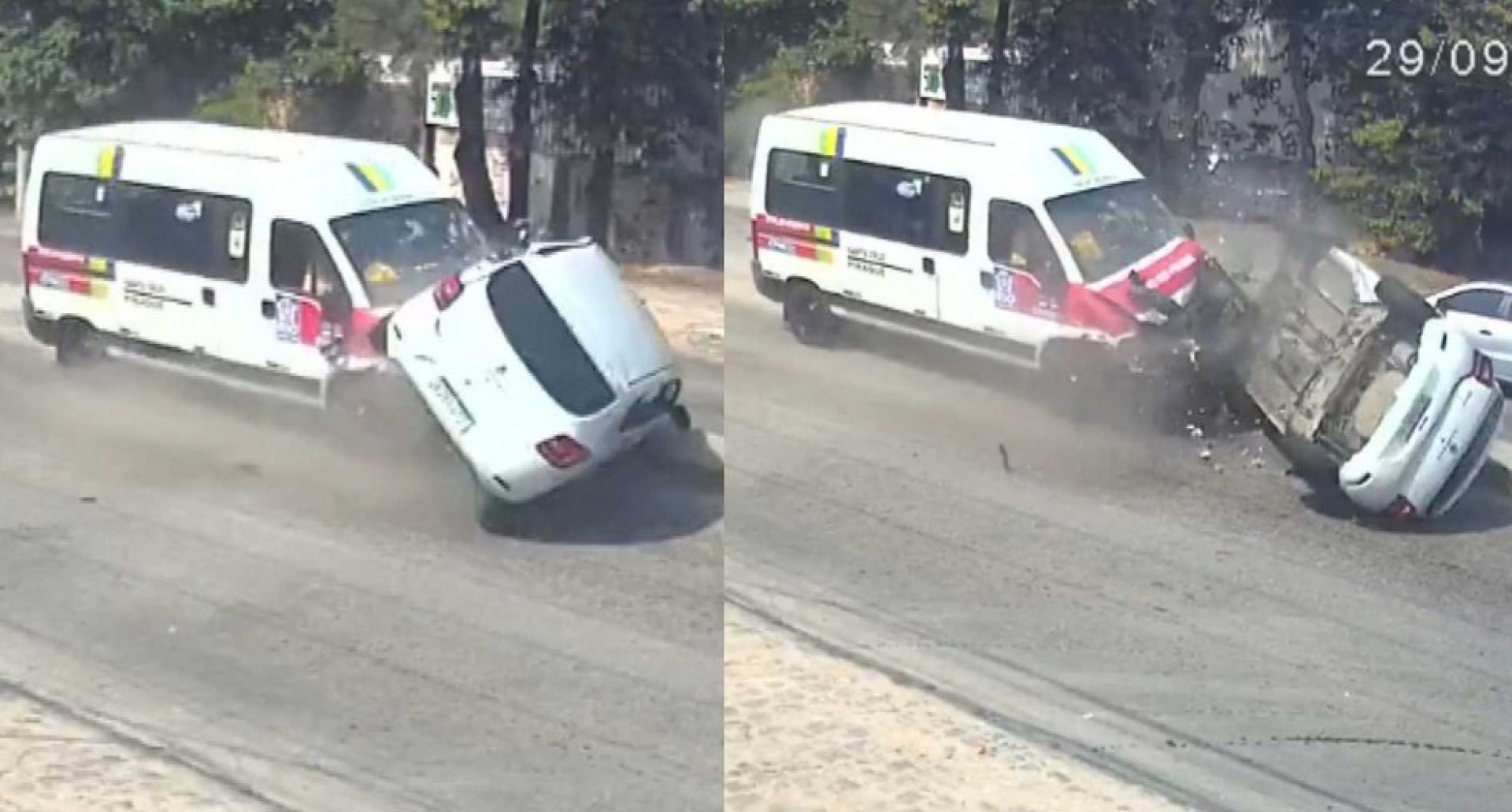 Acidente entre carro e van em Santa Cruz