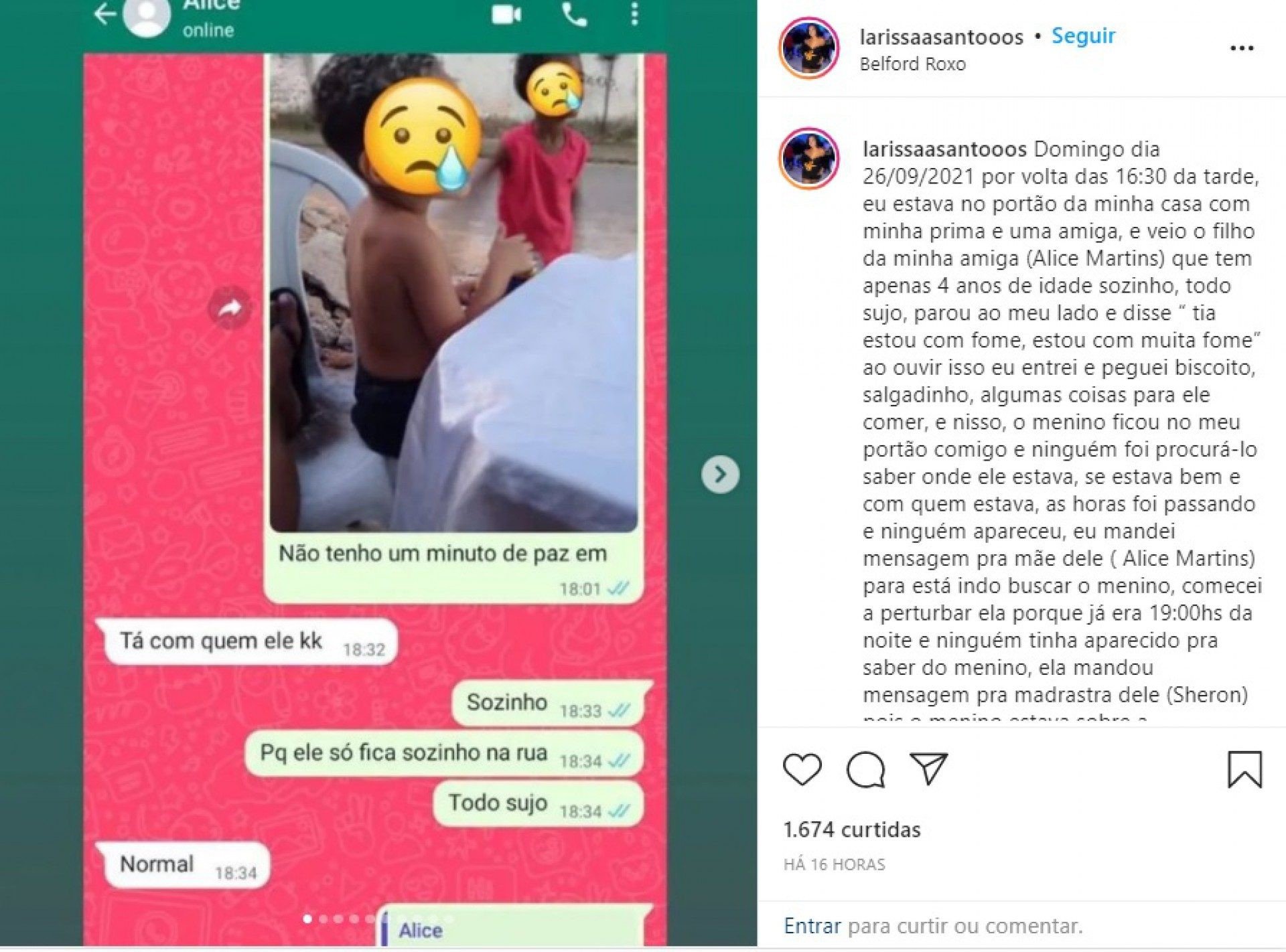 Larissa Santos fez um relato no Instagram do fato ocorrido no &uacute;ltimo domingo (26/09) - Reprodu&ccedil;&atilde;o / Redes Sociais