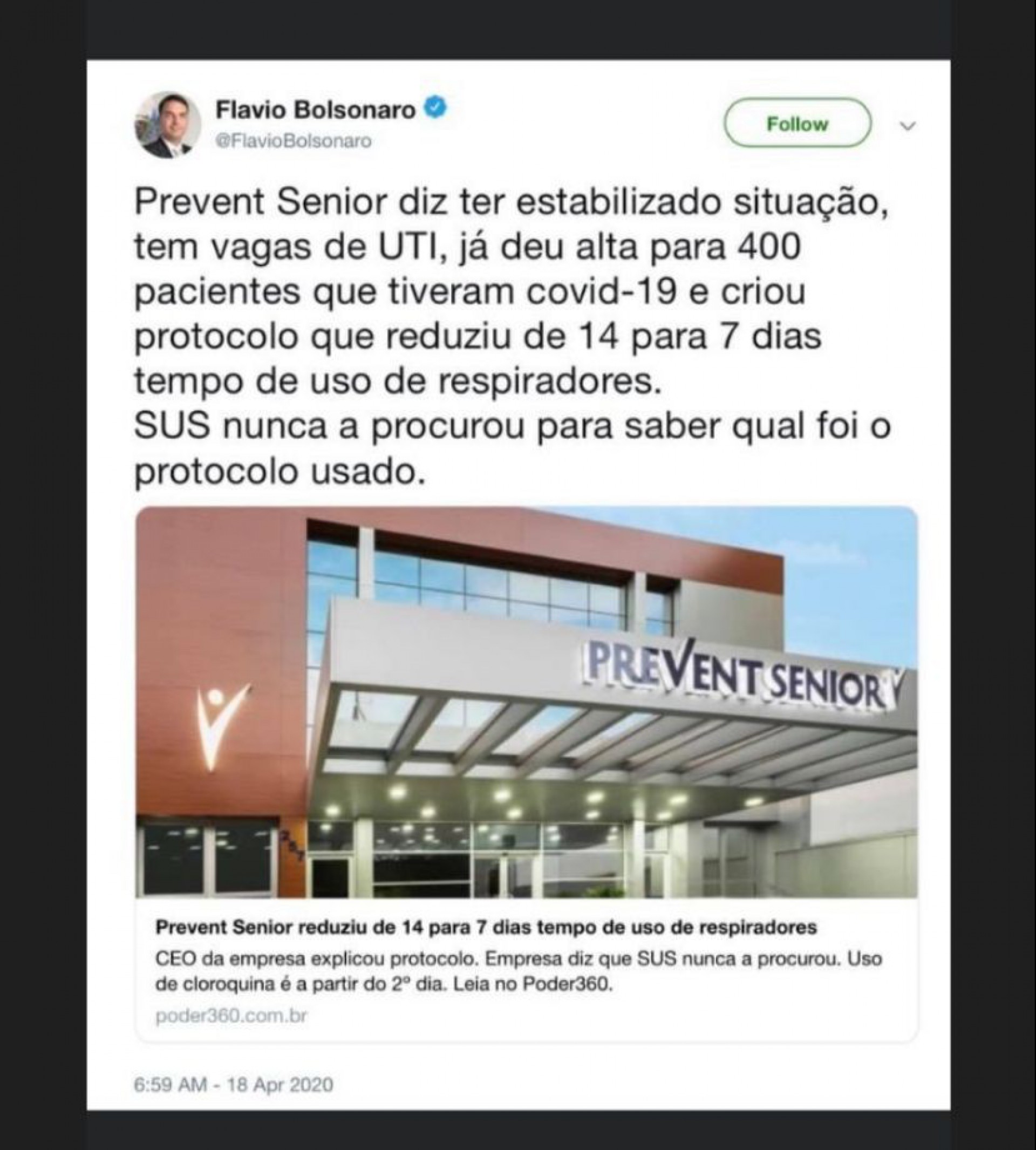 Filhos de Bolsonaro elogiaram protocolo da Prevent Senior; Empresa é investigada na CPI da Covid por omitir mortes por Covid-19 e tratar pacientes com 'kit Covid' sem que eles e seus familiares soubessem - Reprodução