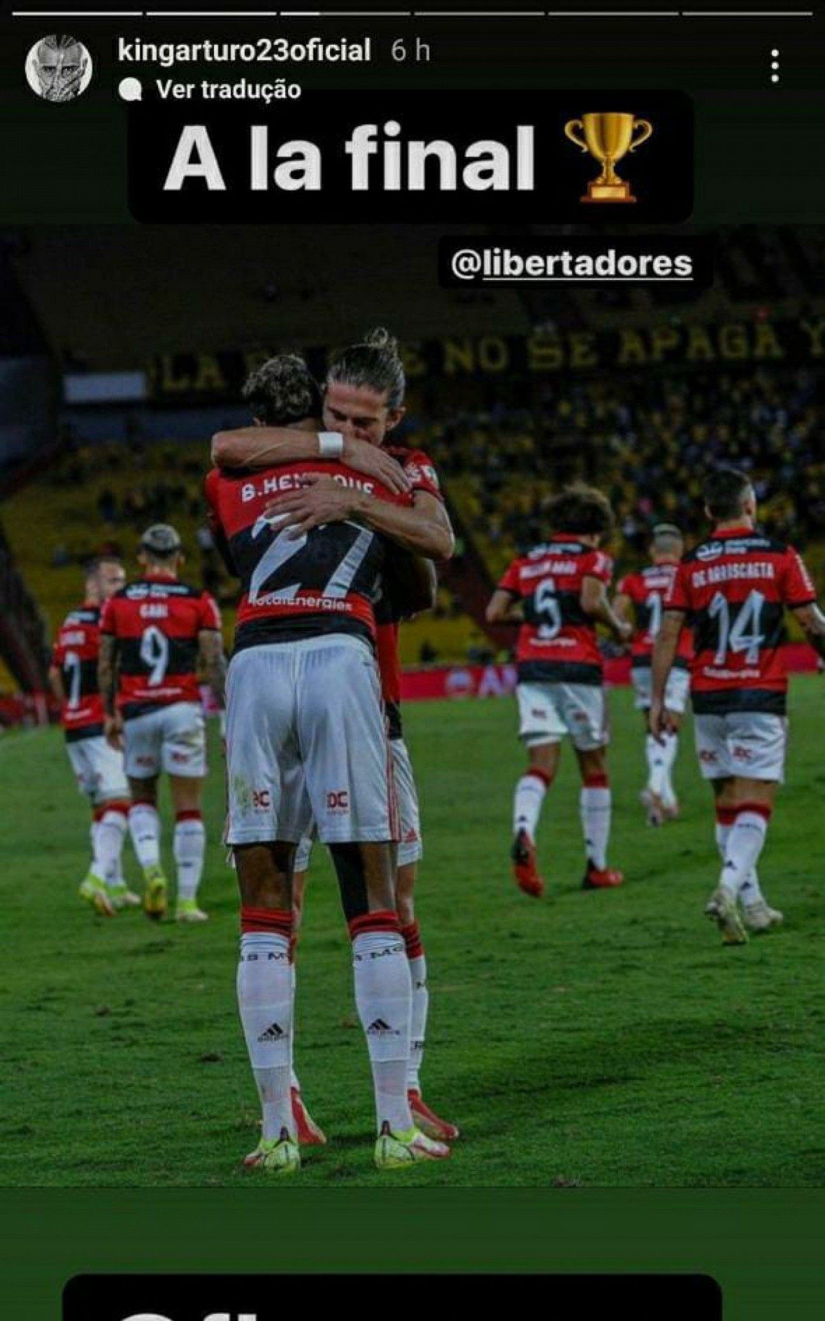 Arturo Vidal comemora classificação do Flamengo nas redes sociais e anima torcedores
 - Foto: Reprodução/Instagram