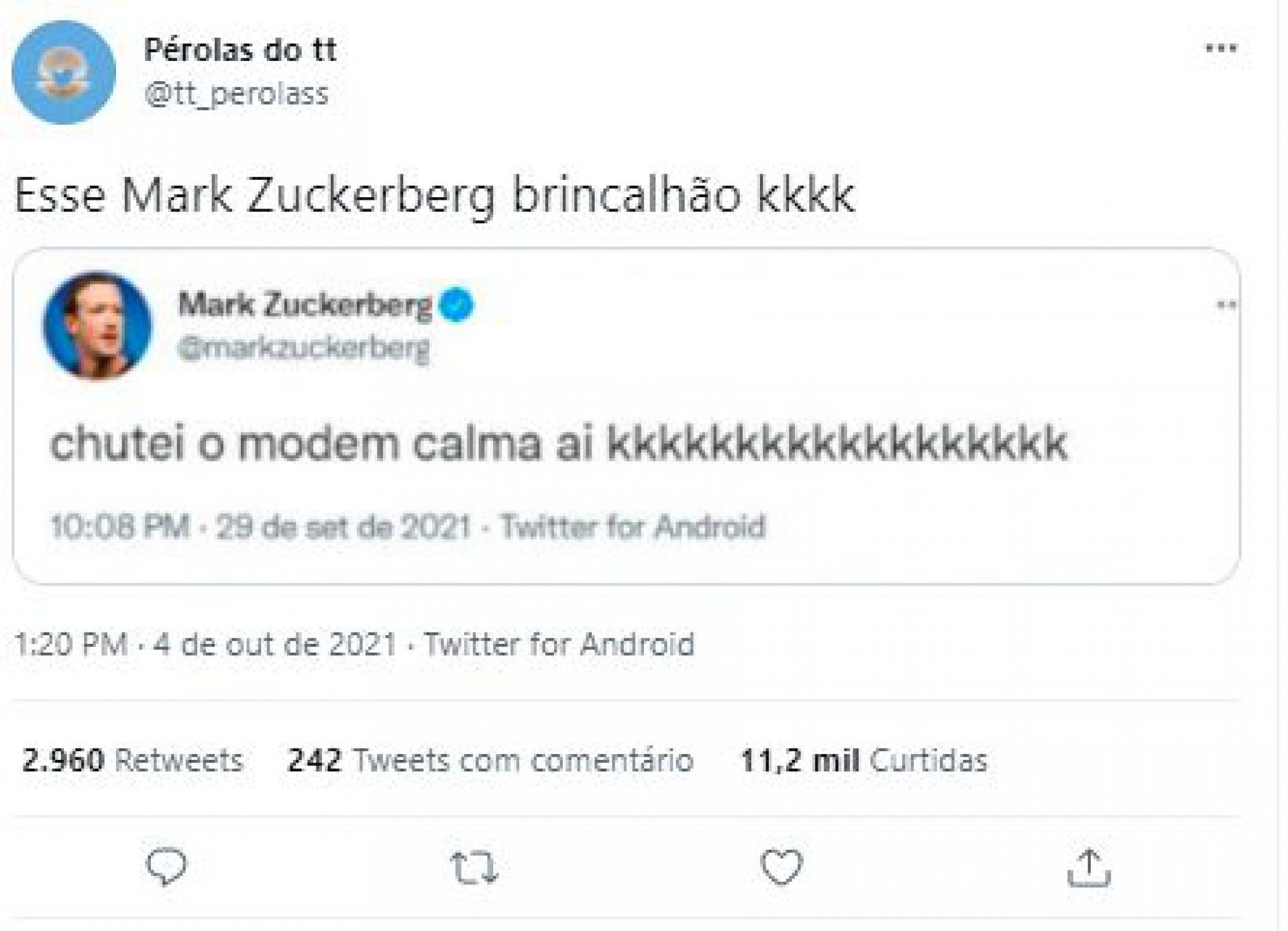 Montagens com o CEO do Facebook também apareceram na timeline - Reprodução / Twitter