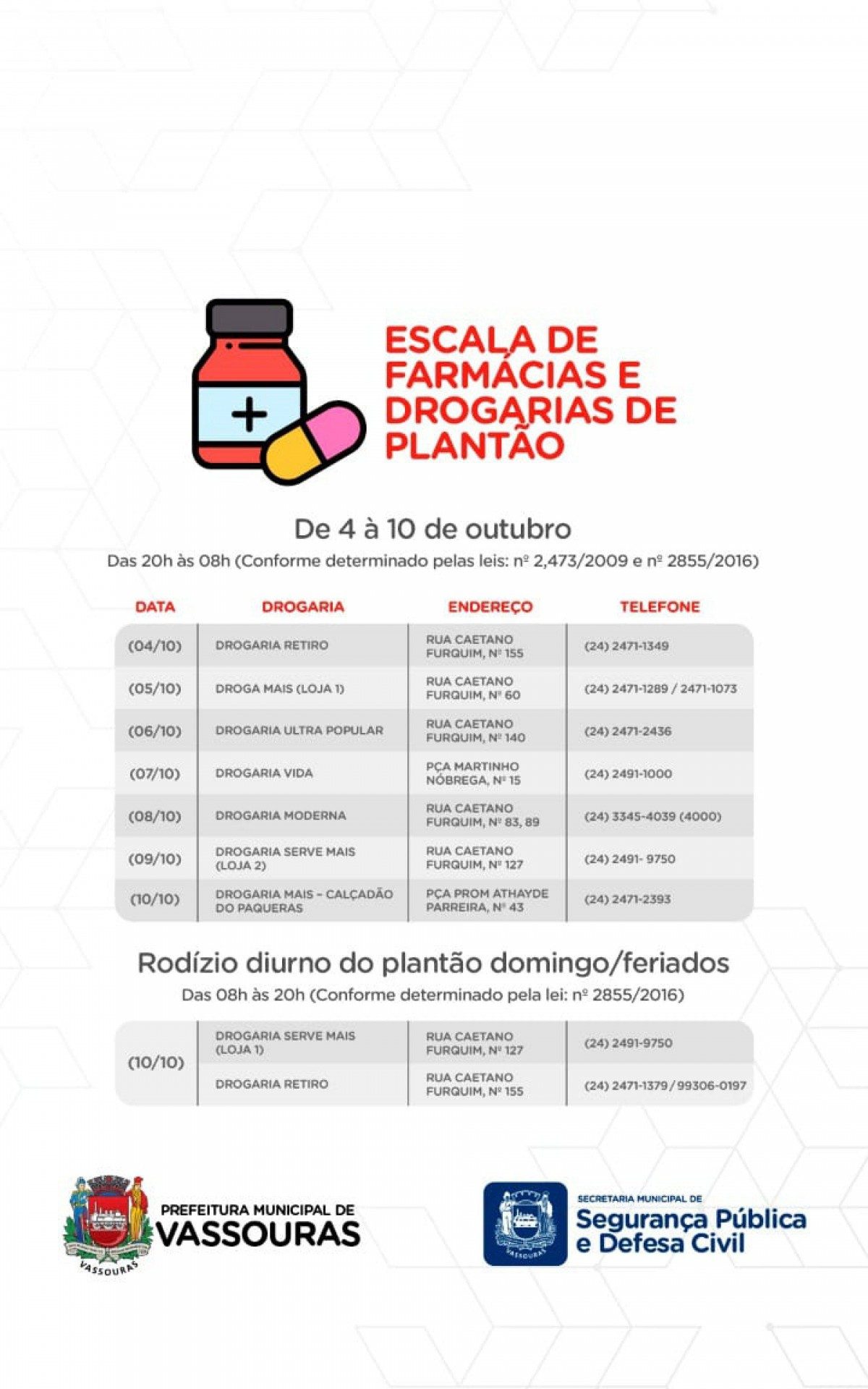 Lista divulgada pela prefeitura