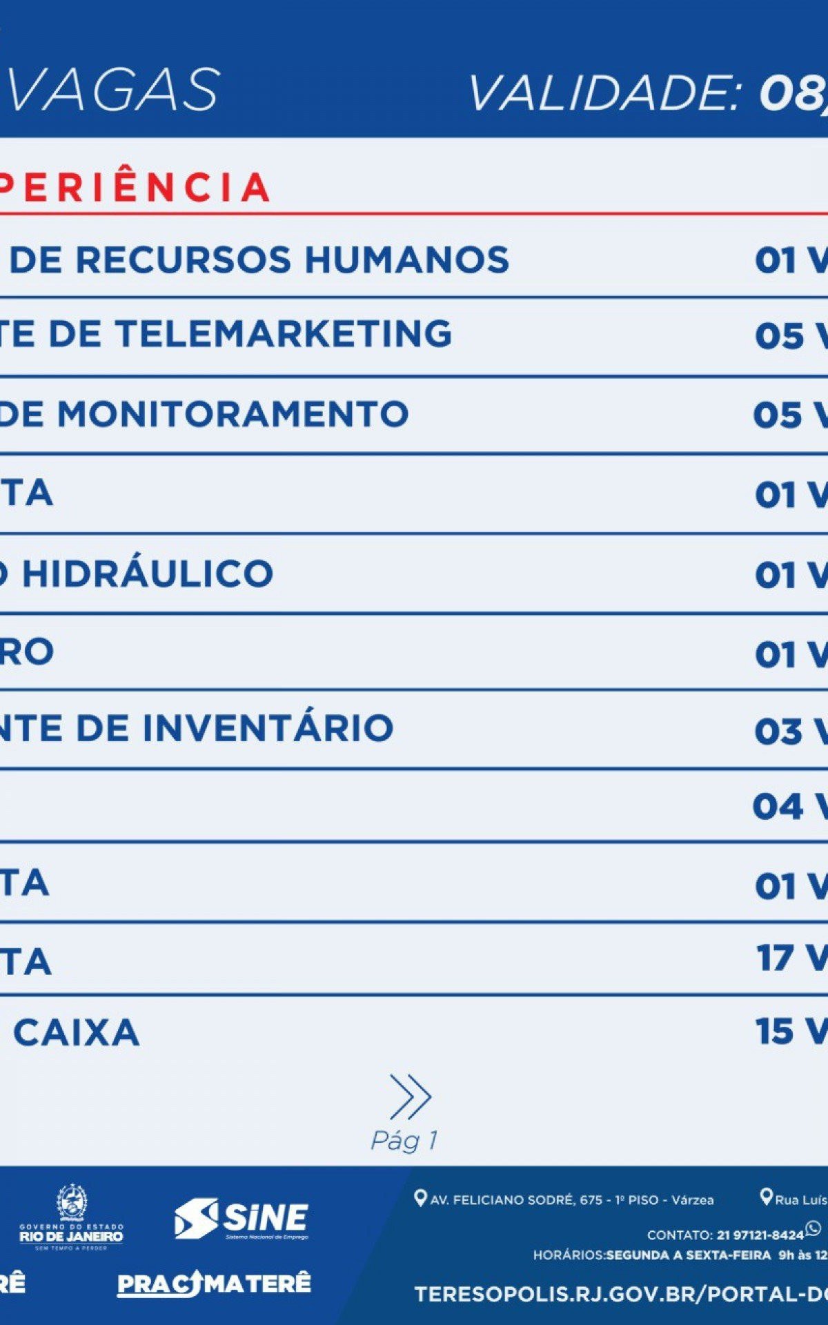 Vagas Sine Teres&oacute;polis