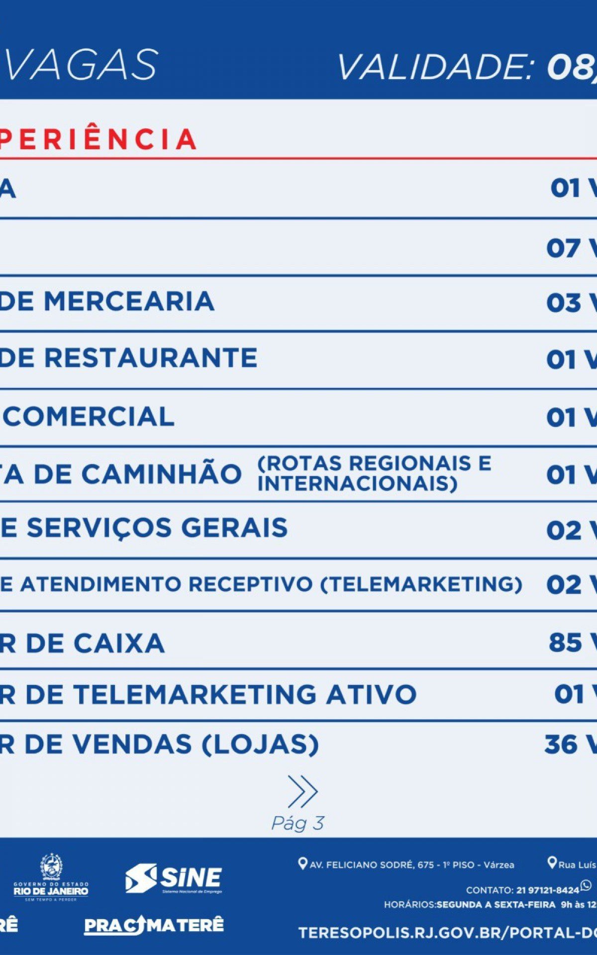 Vagas Sine Teres&oacute;polis