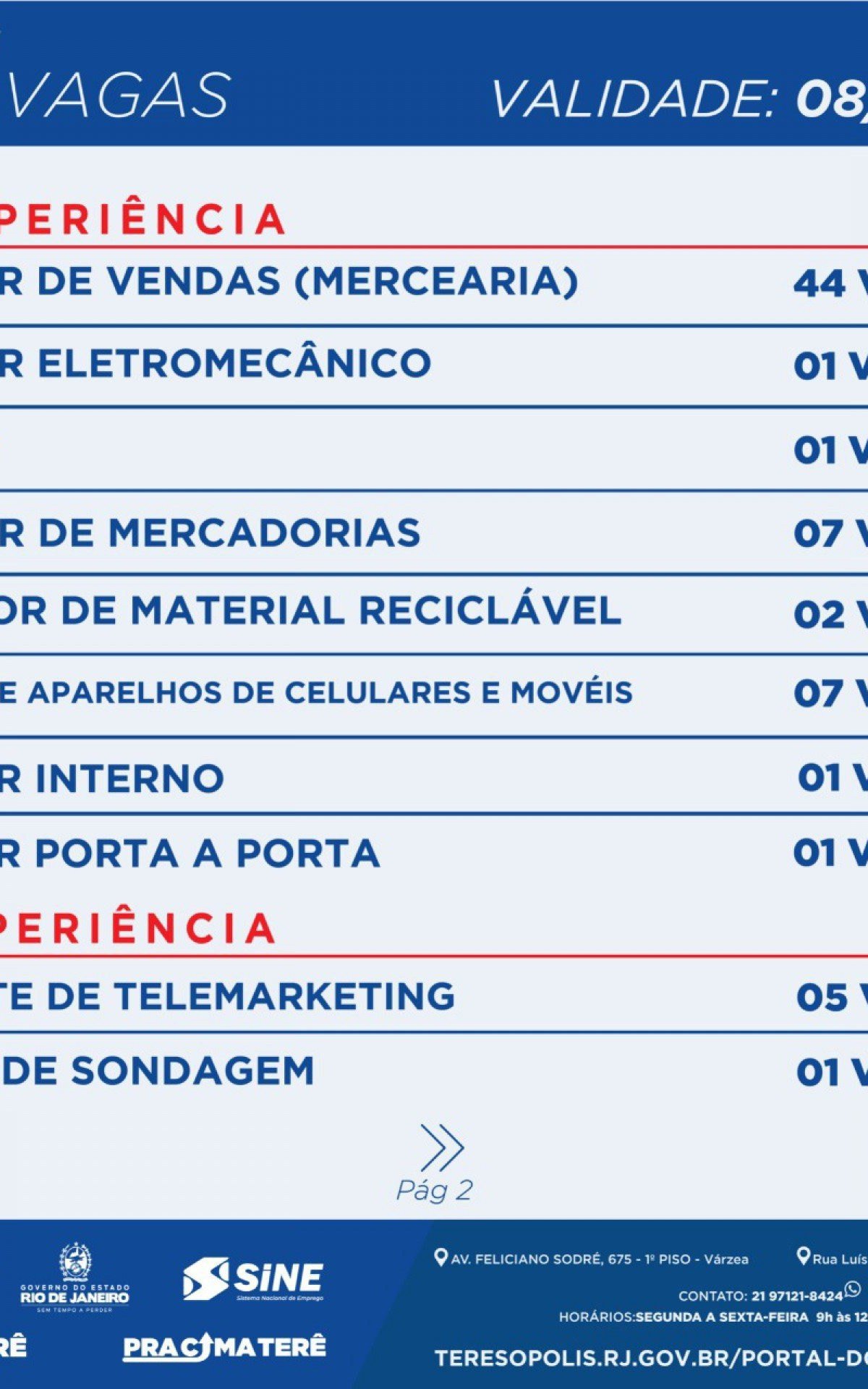 Vagas Sine Teres&oacute;polis