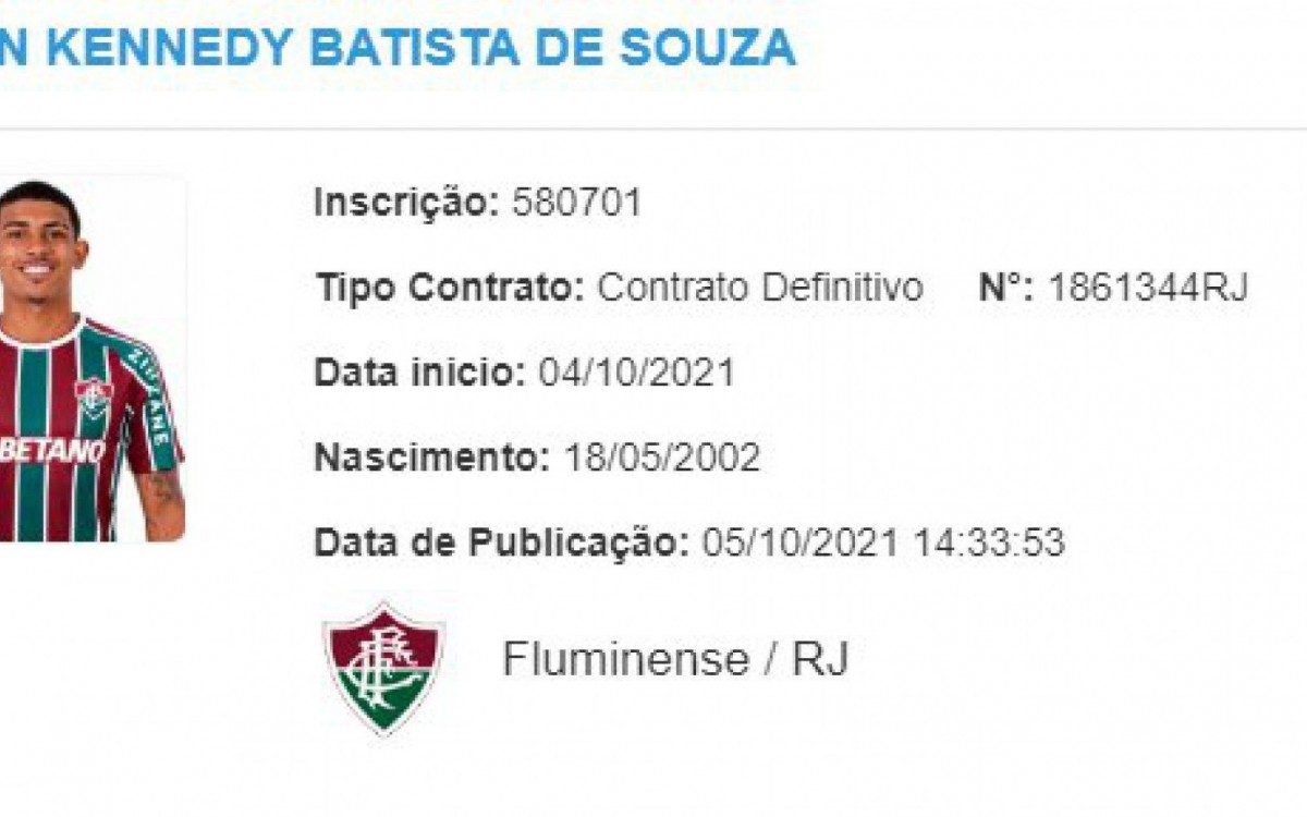 Novo contrato de atacante do Fluminense &eacute; publicado no BID
