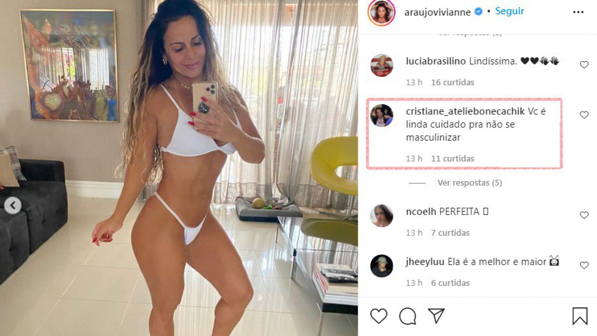 Viviane Araújo mostra as curvas em foto de biquíni no Instagram - Reprodução Internet