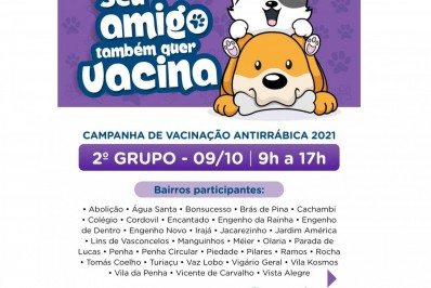 Vacina antirrábica avança pela Zona Norte neste sábado