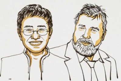 Jornalistas Maria Ressa e Dimitri Muratov recebem Nobel da Paz