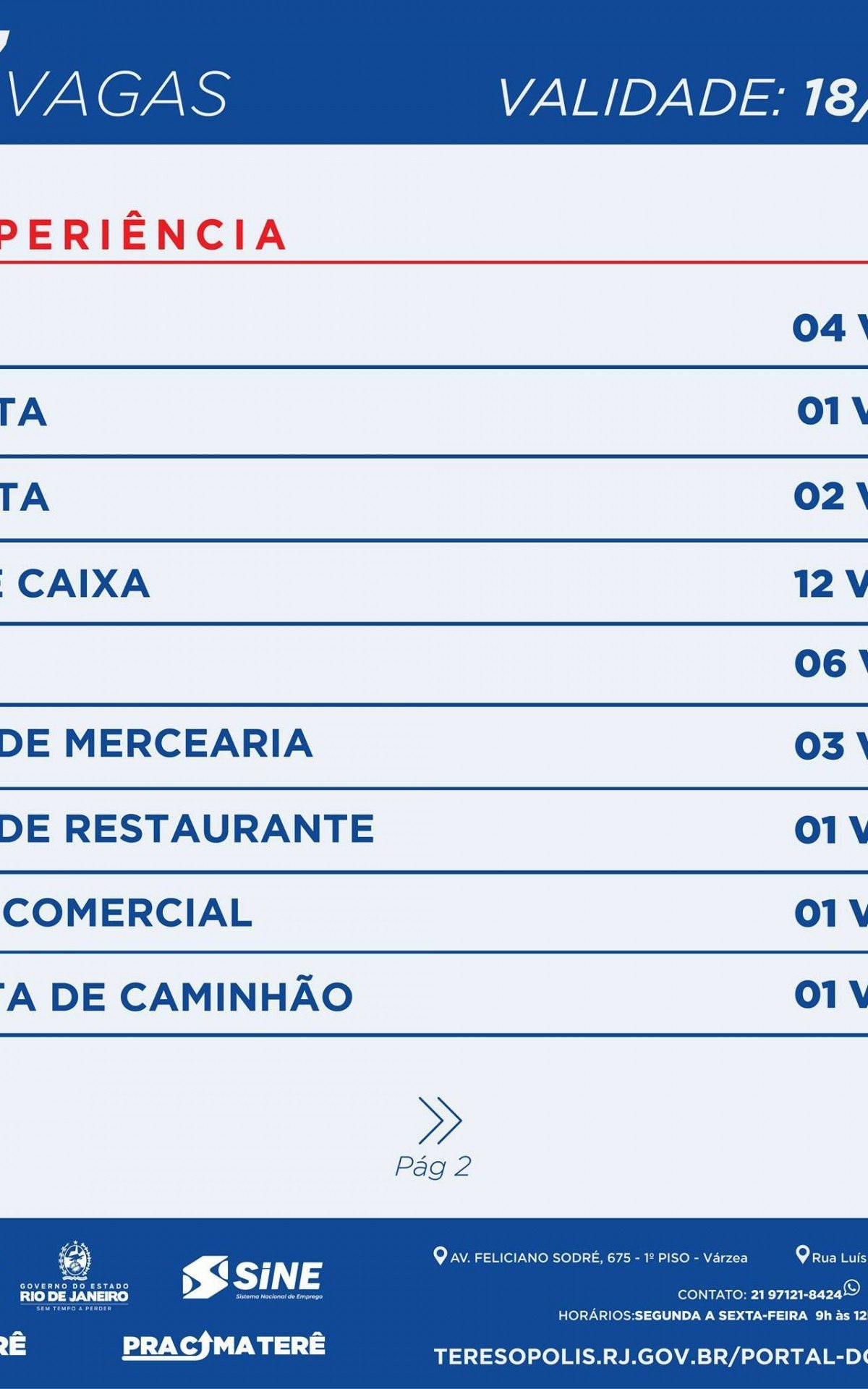 Vagas estão disponíveis até dia 18