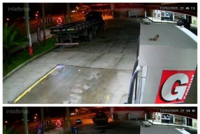 Caminhão é furtado em posto de gasolina, em Guapimirim