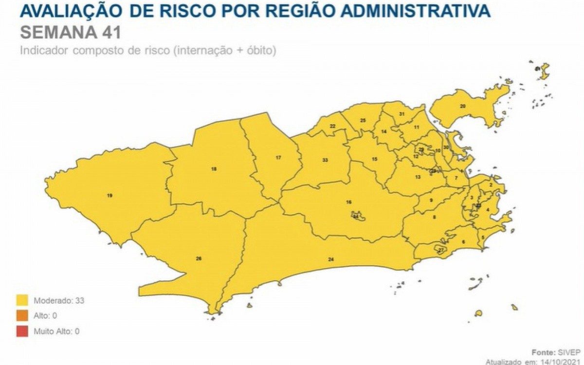 Mapa de risco da cidade do Rio est&aacute; em classifica&ccedil;&atilde;o moderada, a mais leve entre as tr&ecirc;s na escala da Secretaria Municipal de Sa&uacute;de
