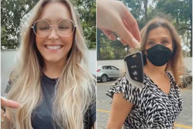 Carla Diaz faz surpresa e presenteia a mãe com um carro