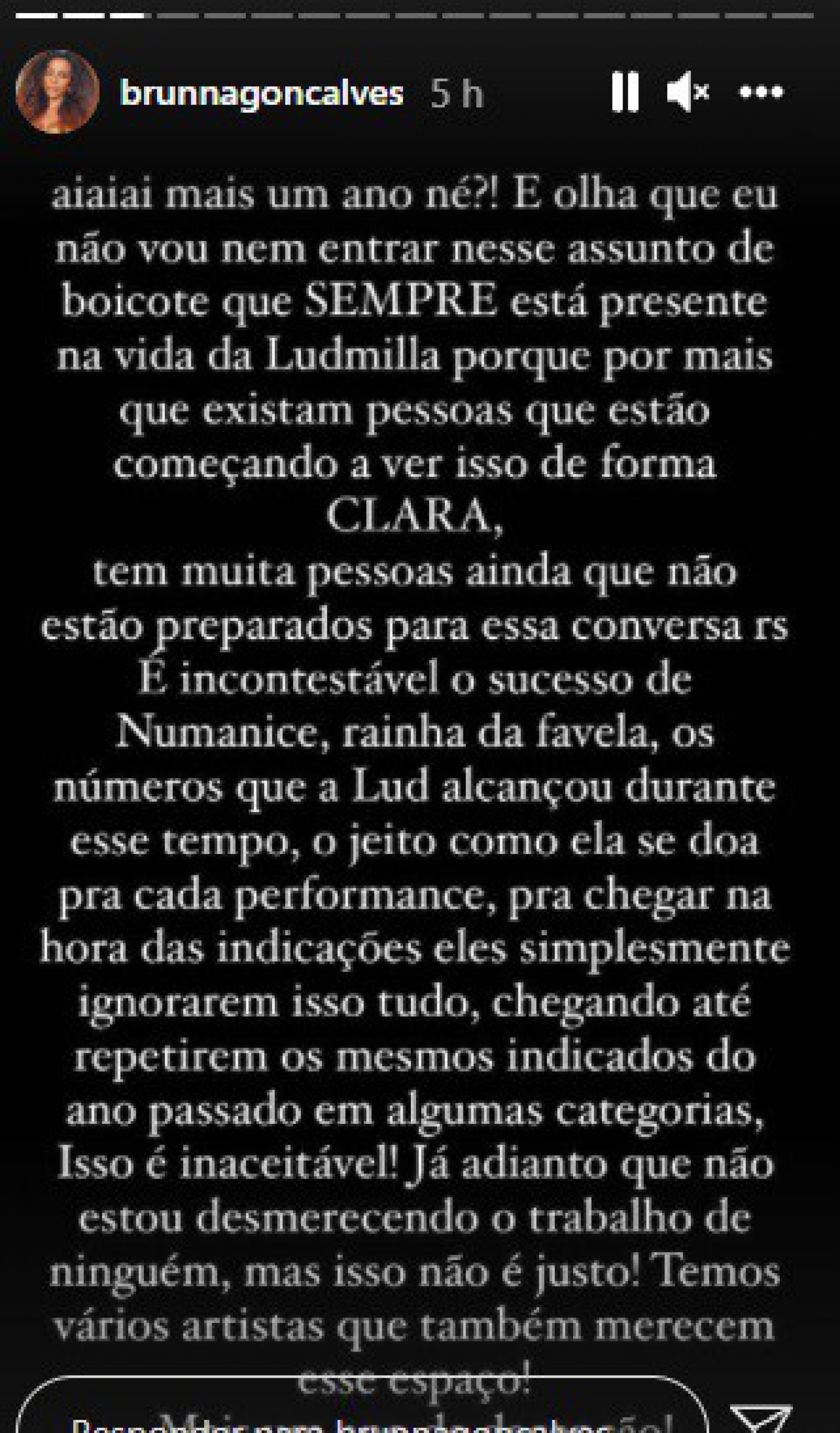 Esposa de Ludmilla fala sobre decisão da esposa quanto ao 'Prêmio Multishow' - Reprodução/Instagram