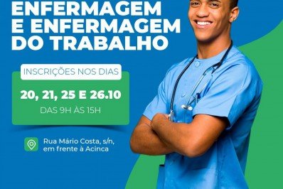 Inscrições abertas para Cursos de Técnico de Enfermagem e Enfermagem do Trabalho em Casimiro de Abreu