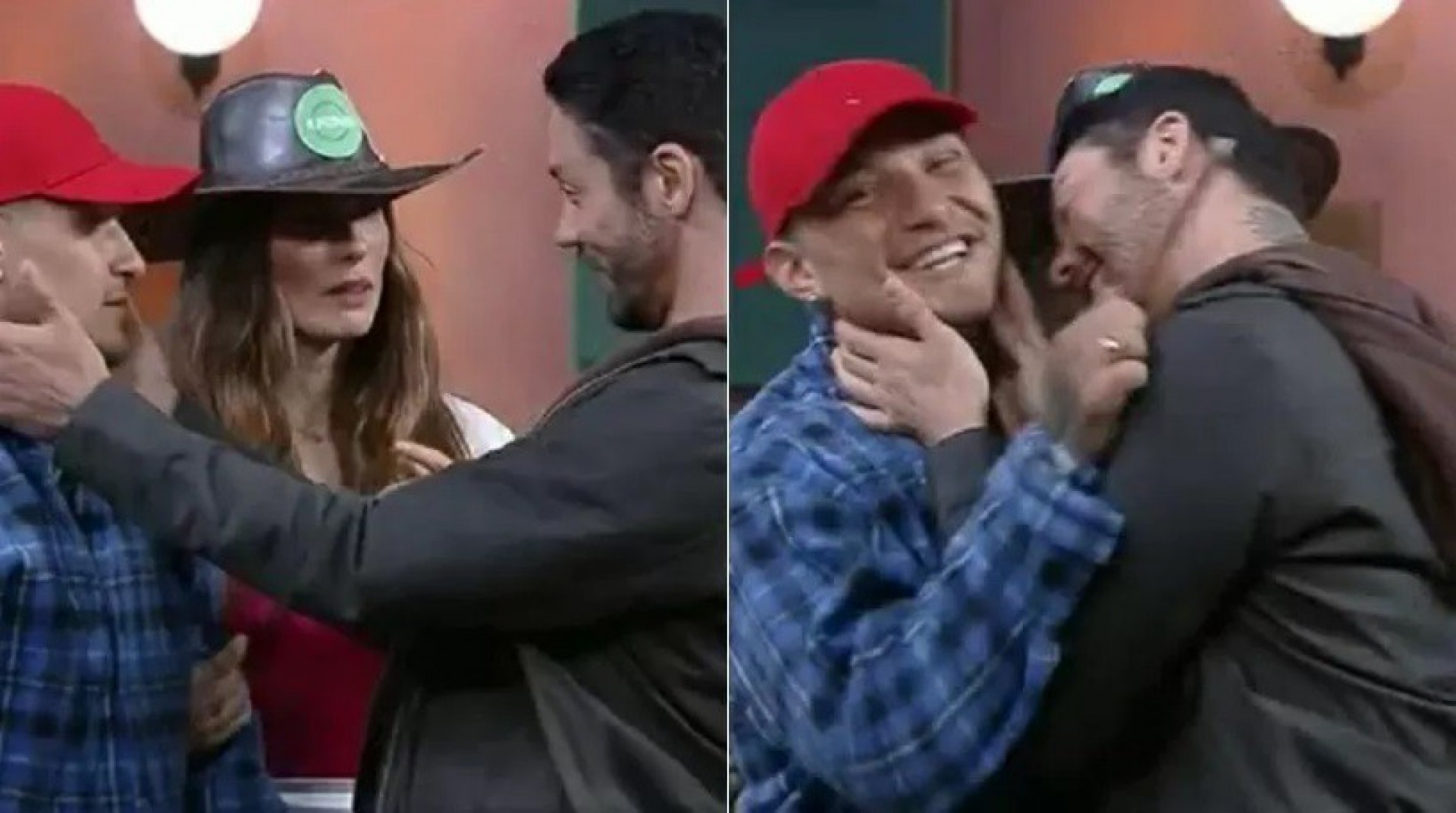 Feliz da vida, Rico Melquiades tenta dar um selinho em MC Gui - Reprodução