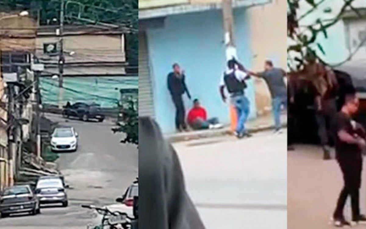 A&ccedil;&atilde;o dos policiais no momento da pris&atilde;o de um dos bandidos pr&oacute;ximo ao carro preto